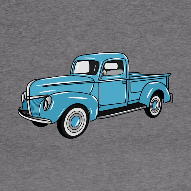 Classic pick up truck cartoon illustration by Miss Cartoon